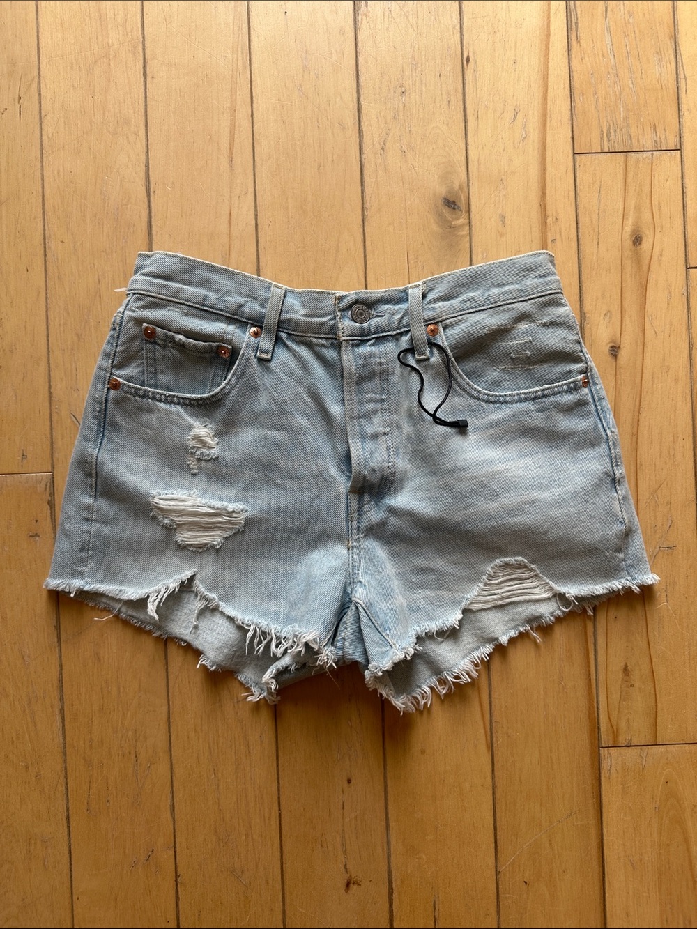 Levi's Light Blue Distressed Denim Cutoff Shorts